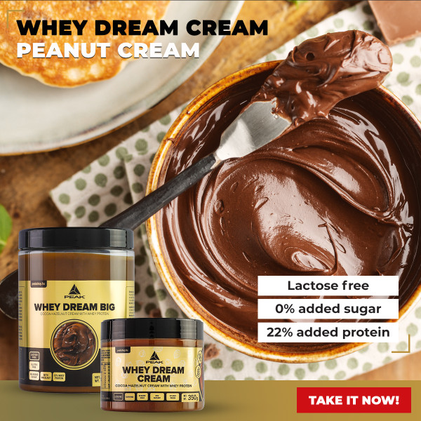 Peak Whey Dream sugar- and lactose free hazelnut cream with whey protein