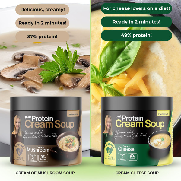 Peak Protein Cream Soup with 49% protein (less then 8g carbs)
