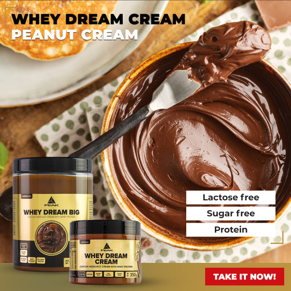 Peak Whey Dream sugar- and lactose free hazelnut cream with whey protein
